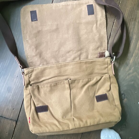 Brown Messenger Bag by Augur Strauss, Canvas Bag with Leather Accents - Picture 4 of 14